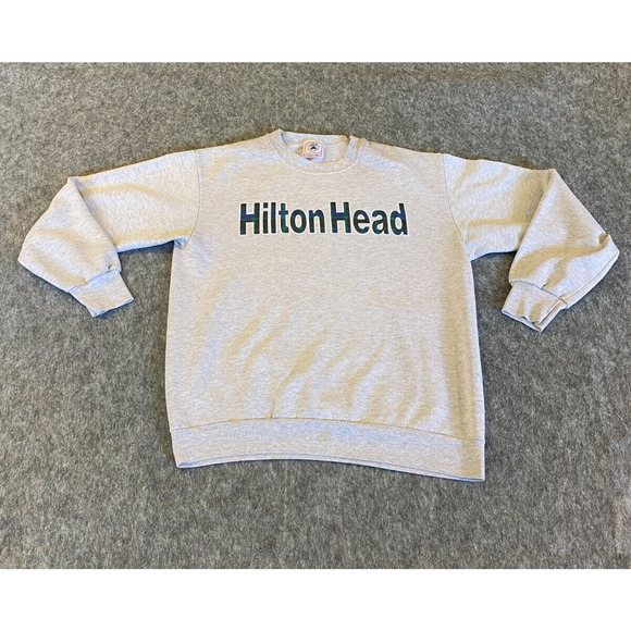 Vintage Hilton Head Sweatshirt Adult Size Large Grey Crewneck Pullover - Picture 1 of 9